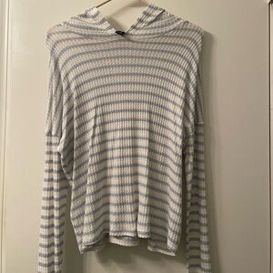 White and Blue Striped Sweatshirt